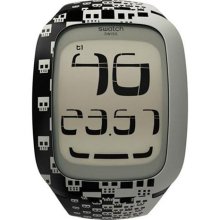 Swatch Men's Digital SURB101 Black Rubber Quartz Watch with Grey Dial