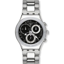 Swatch Men's Irony YCS545G Silver Stainless-Steel Quartz Watch with Black Dial