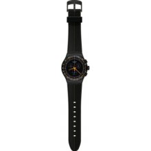 Swatch Men's Yob104 Stainless Steel Black Dial Chronograph Rubber Quartz Watch