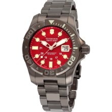 Swiss Army Dive Master 500 Mens Red Dial Gunmetal Swiss Quartz Watch 241430