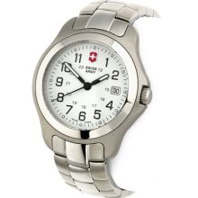Swiss Army Officers Watch Ls White Dial Steel Discontinued Model W Battery