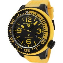 SWISS LEGEND Men's Neptune Black Dial Yellow Rubber