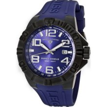 Swiss Legend Men's Super Shield Blue Dial Black Ip Ss Case Blue Silico