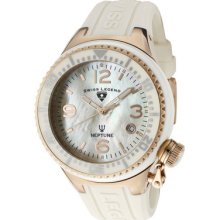 Swiss Legend Neptune Ceramic (44 Mm) Mop Dial Beige Ceramic and Rose G