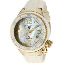 Swiss Legend Neptune Ceramic (44 Mm) Yellow Mother Of Pearl Dial Beige