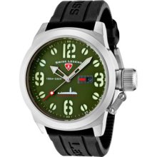 SWISS LEGEND Watches Men's Submersible Military Green Dial Black Silic