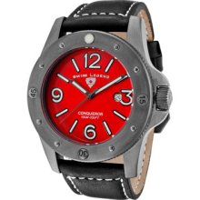 SWISS LEGEND Watches Men's Conqueror Red Dial Gunmetal IP Case Black L