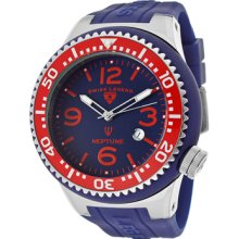 SWISS LEGEND Watches Men's Neptune Blue Dial Red Bezel Blue Silicone