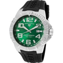 SWISS LEGEND Watches Men's Super Shield Green Dial Black Silicone Bla