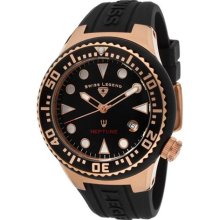 SWISS LEGEND Watches Neptune (44 mm) Black Dial Black Bezel Rose Gold