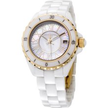 Swiss Legend Women's Karamica White High Tech Ceramic Yellow Gold Tone