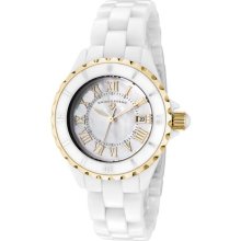 SWISS LEGEND Women's Karamica Gold Tone Bezel White High-Tech Ceramic