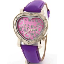 Swiss Master SWM002 Heart Shaped Purple Leather Diamond Women's Watch
