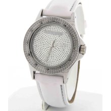 Swiss Master SWM005 Silver Dial White Leather Diamond Women's Watch