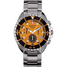 Swiss Military Hanowa Men's Sealander 06-5096-04-079 Silver Stainless-Steel Swiss Quartz Watch with Orange Dial