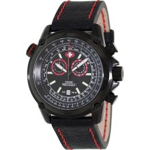 Swiss Precimax Men's Squadron Executive Elite SP13248 Black Leather Swiss Chronograph Watch with Black Dial