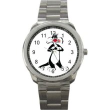 Sylvester Cat Sport Metal Watch IwB498 - Gray - Stainless Steel - cartoon