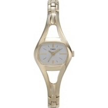 T2K401 Timex Womens Gold Tone Bangle Silver Dial Watch