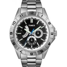 T2N516 Timex Mens Style Retrograde Black All Steel Watch