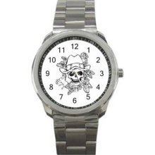 Tattoo Ver 1 Unisex Silver-Tone Sports Metal Watch 07