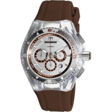 TechnoMarine Mid-Size Cruise Original Mirror Quartz Chronograph Brown Silicone Rubber Strap Watch