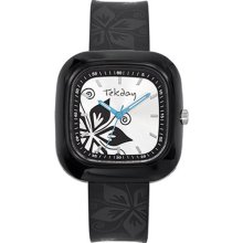 Tekday Women's Black Plastic Flower Watch
