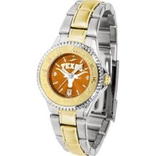 Texas Longhorns Ladies Stainless Steel and Gold Tone Watch