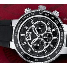 The Cool Marc Ecko Men`s Chronograph Watch W/Black Resin Band & 3 Sub Dials