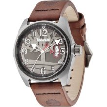 Timberland Men's Quartz Watch With Black Dial Analogue Display And Brown Leather Strap Tbl.13679Jlbu/61