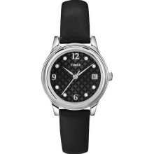 Timex Black leather strap with crystals