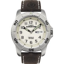 Timex Mens Expedition Calendar Day/Date Watch w/Natural Color Dial & Brown Band