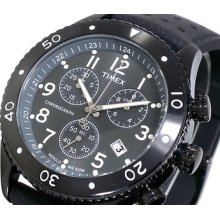 Timex Mens T-series T2m708 Black Rubber Band Indiglo Chronograph Watch