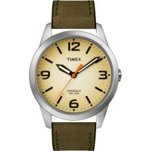 Timex Men's T2N632 Weekender Classic Casual Olive Leather Strap Watch