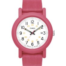 Timex T2n365au Camper Unisex Watch Quartz Analogue White Dial Pink Nylon Strap