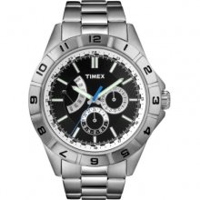 Timex T2n516 Mens Style Retrograde Black All Steel Watch Rrp Â£94.99