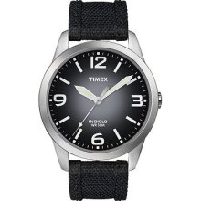 Timex T2n630 Men's Weekender Black Leather Nylon Strap Analog Quartz Watch