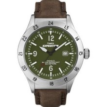 Timex T49881 Military Field Brass/brown Full Size Watch W/leather Strap
