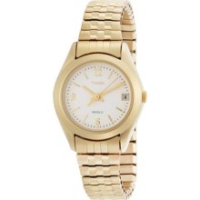 Timex Womens Classics White Indiglo Dial Gold Tone Expansion Watch T2n318