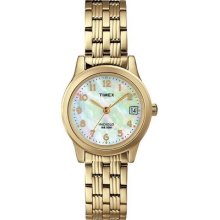 Timex Womens Dress Classics Mop Dial Gold Tone Stainless Steel Watch T2n253