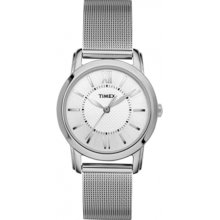 Timex Women's Elevated Classics T2N679 Silver Stainless-Steel Analog Quartz Watch with Silver Dial