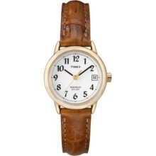 Timex Women's Quartz Gold-tone Brown Leather Strap Watch