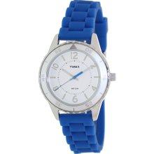 Timex Women's Sport T2P021 Blue Silicone Analog Quartz Watch with White Dial