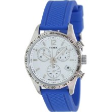 Timex Women's Sport T2P064 Blue Rubber Analog Quartz Watch with White Dial