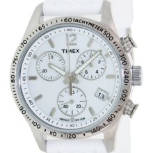 Timex Women's T2P061 White Rubber Analog Quartz Watch with White Dial