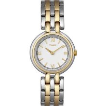 Timex Womens Textured White Dial Two Tone Stainless Steel Bracelet Watch T2m998