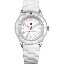 Tommy Hilfiger Men's Stainless Steel Watch (Large. White silicone strap.)