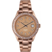 Toy Watch Womens Metallic Stones Analog Aluminium Watch - Rose Gold Bracelet - Rose Gold Dial - ME24PG