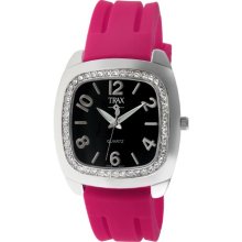 Trax Womens Tr1740-bf Malibu Fun Fuchsia Rubber Black Dial Crystal