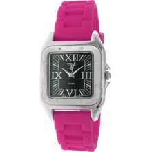 Trax Womens Tr5132-bf Posh Square Fuchsia Rubber Black Dial Watch