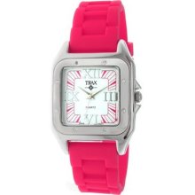 Trax Women's Tr5132 Pk Posh Square Pink Rubber White Dial Watch Wrist